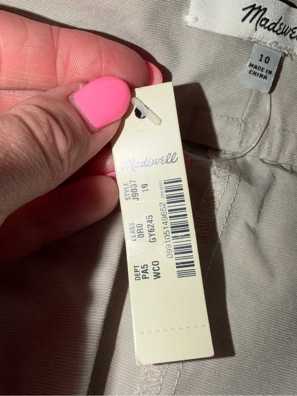 Madewell Light Gray Button-Front A-Line Skirt with Belt NWT